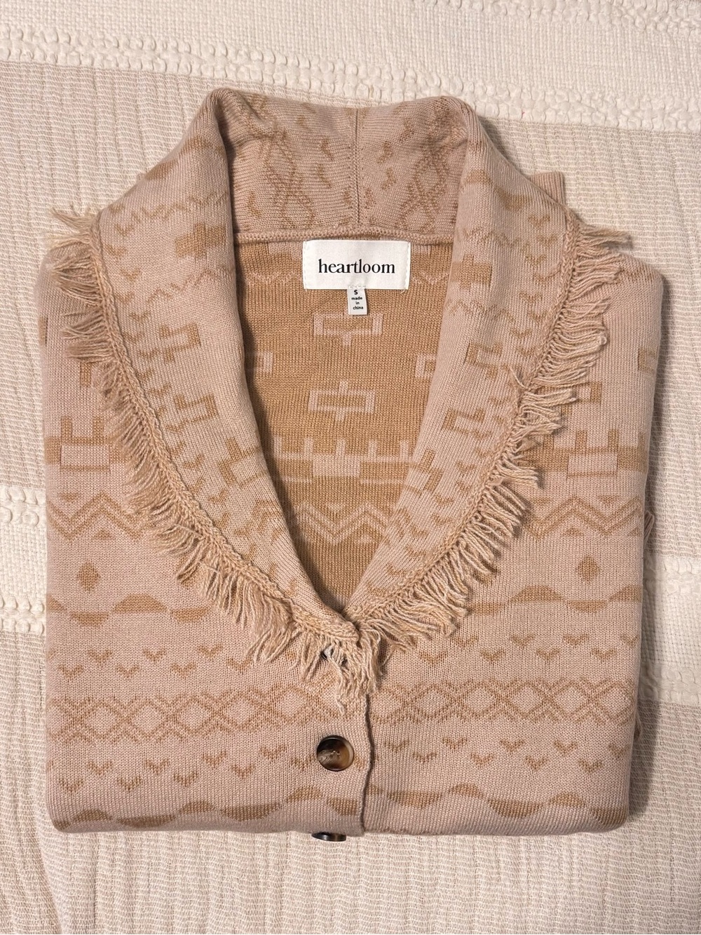 NWOT: Revolve Carmen Cardigan in Bisque Heartloom, Size Small